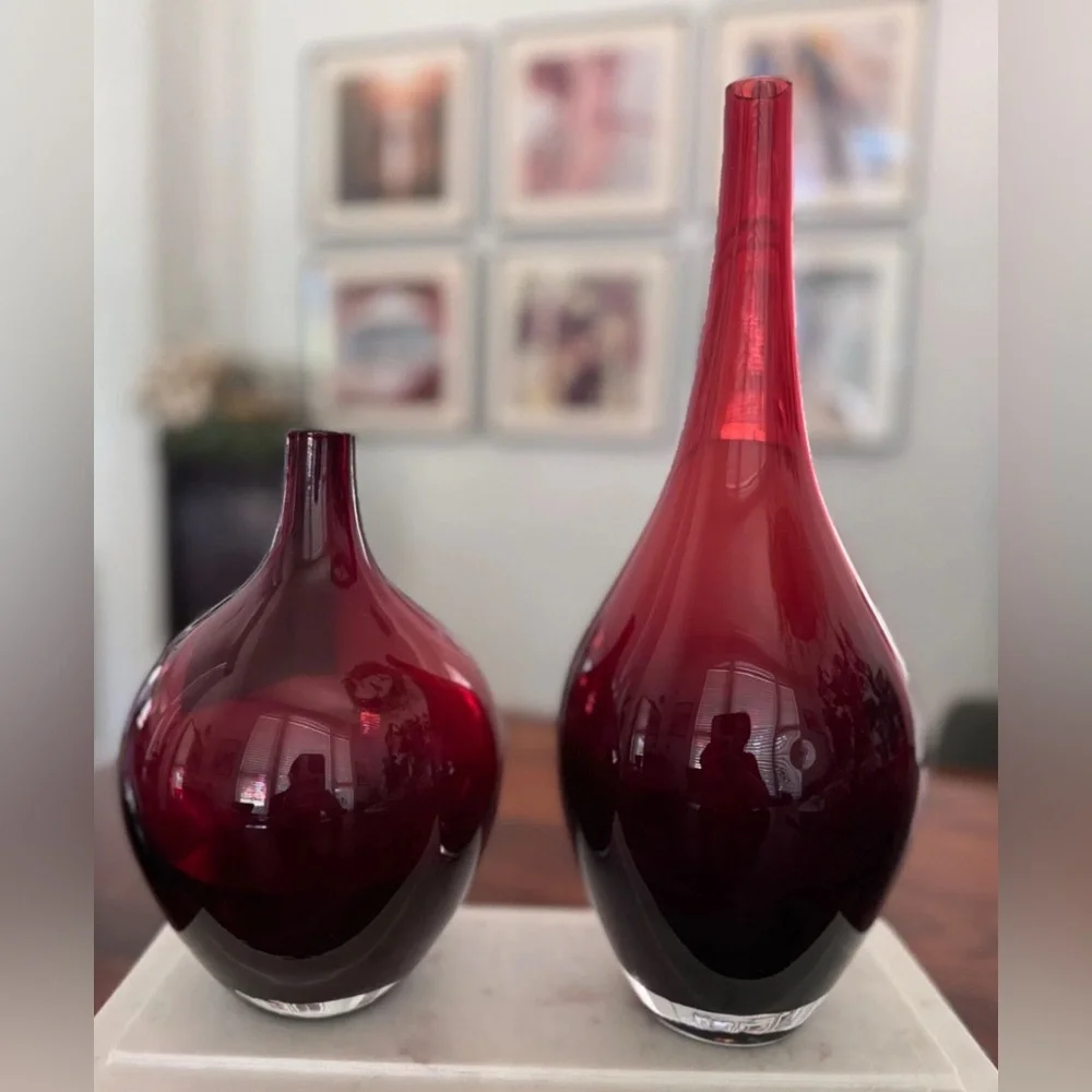 Vintage IKEA Salong Vase  set | 1990s Ruby Red